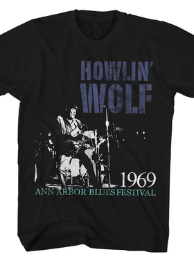 美国男音乐人、吉他手Howlin' Wolf嚎叫野狼 美式复古oversizeT恤