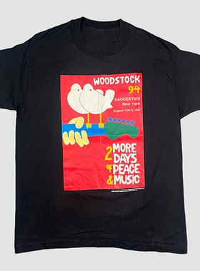 1994 Woodstock伍德斯托克音乐节美式复古风短袖男女纯棉直喷T恤