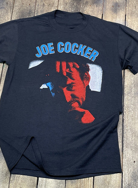 乔·库克Joe Cocker英国歌手80年代vintage复古休闲短袖男纯棉T恤