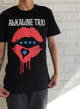 1997ALKALINE TRIO美国芝加哥朋克乐队高街宽松男女直喷短袖T恤夏