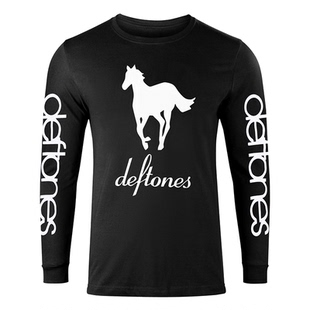 美式复古实验摇滚乐队DEFTONES骷髅头印花纯棉宽松圆领长袖T恤秋