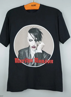 2025新款Marilyn Manson玛丽莲 曼森摇滚美式高街宽松男士短袖T恤