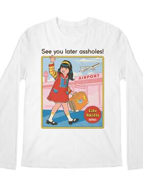 See you later assholes!回头见混蛋暗黑插画欧美宽松直喷长袖T恤
