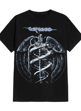 25年夏季Carcass - Rod棒子暗黑朋克摇滚乐队直喷印花短袖纯棉T恤