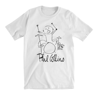 菲尔·科林斯Phil Collins线条简约摇滚朋克鼓手音乐短袖T恤