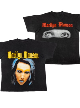 Marilyn Manson玛丽莲 曼森美式摇滚音乐复古oversize高街短袖T恤