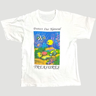 90's Protect Our Natural Treasures保护自然文艺短袖男纯棉T恤