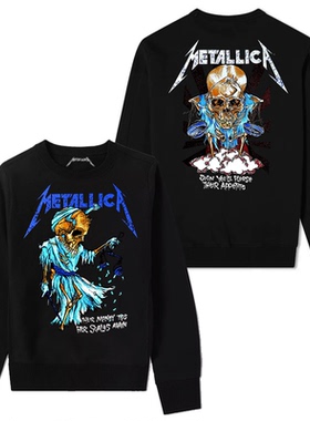 Metallica金属乐队James Hetfield朋克复古街头经典圆领长袖卫衣