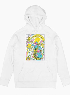 新款HERE COMES THE SUN太阳出来了 美式古着高街vintage连帽卫衣