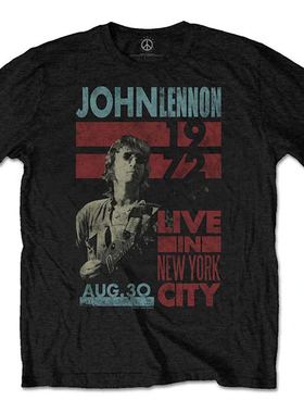 披头士The Beatles甲壳虫乐队列侬Lennon 摇滚重磅纯棉男士T恤