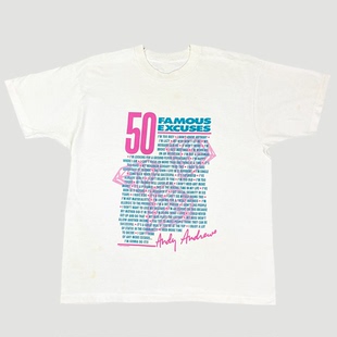 简约英文字母图短袖 Excuses50个著名借口美式 T恤 Famous