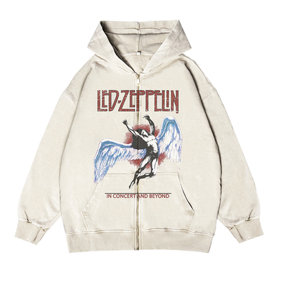 齐柏林飞艇乐队欧美连帽拉链外套