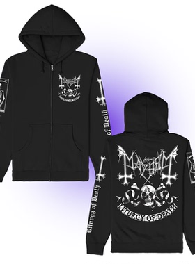 Mayhem挪威金属暗黑摇滚乐队男女款美式复古重磅纯棉连帽拉链外套