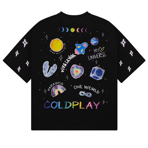2026新款酷玩乐队Coldplay摇滚重磅潮牌水复古洗宇宙星空男T恤