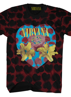 Nirvana涅槃Heart Shaped Box 水洗复古做旧蜡染宽松潮流T恤
