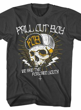 打倒男孩 Fall Out Boy美国摇滚乐队Skull T-Shirt机车风男士T恤
