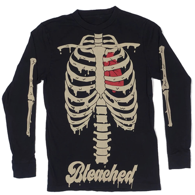 Bleached漂白乐队骷髅长袖T恤男