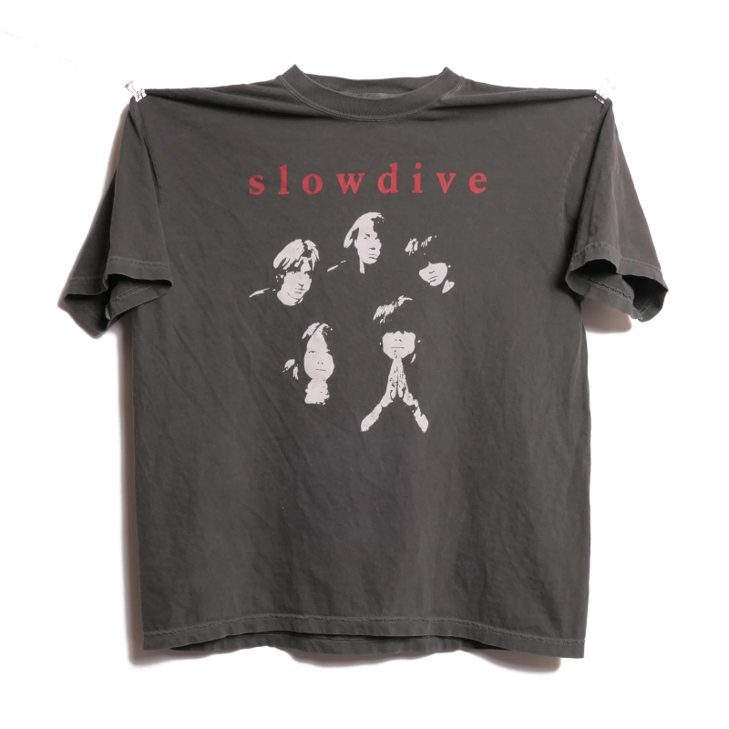 英国梦泡/盯鞋乐队Slowdive慢速潜水艇数码印花轻水洗做旧短袖t恤