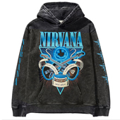 2025秋冬新款 Nirvana涅槃乐队摇滚Cobain科特美式 水洗男连帽卫衣