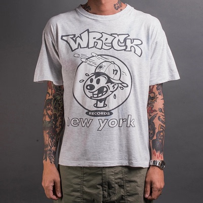 WreckRecords卡通专辑美式T恤男