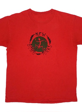 New Bomb Turks新炸弹乐队摇滚风简约红色直喷纯棉宽松短袖男T恤