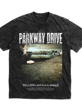 PARKWAY DRIVE公园路驱动硬硬核朋克摇滚乐队复古水洗做旧短袖T恤