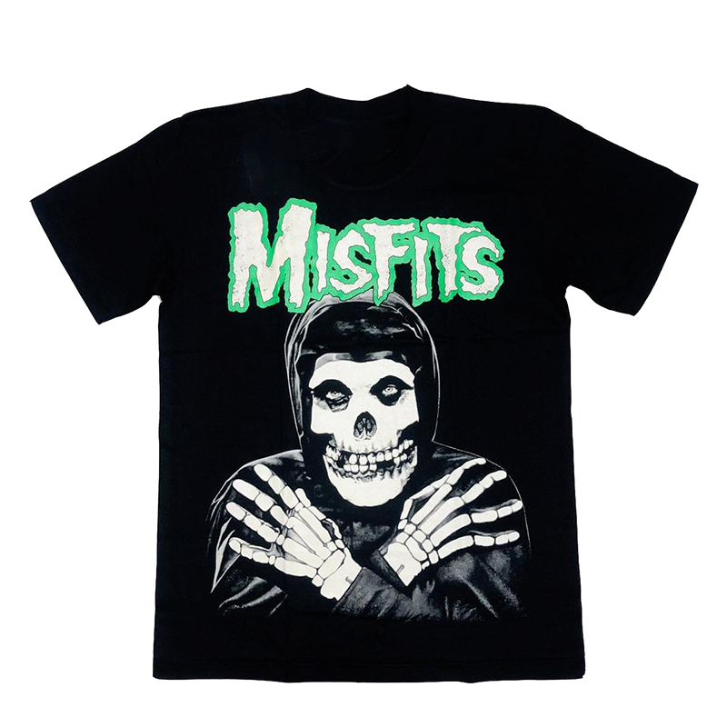 misfits乐队骷髅头朋克美式T恤男