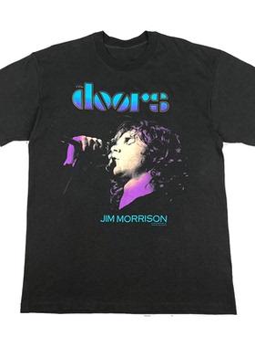 新欧美风THE DOORS大门摇滚乐队美式复古oversize高街vintageT恤