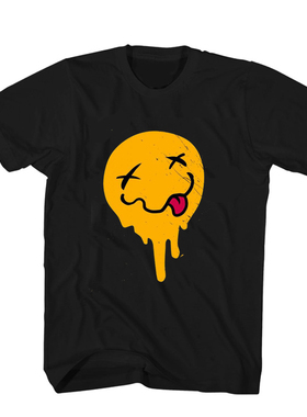 融化的笑脸 搞怪脸Nirvana乐队经典图案短袖重磅纯棉T恤T-shirt