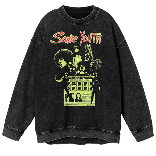 sonicyouth乐队高街美圆领卫衣