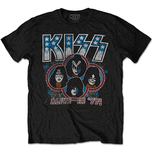1977年Kiss Mens Tshirt Alive In '77 摇滚复古朋克男士T恤