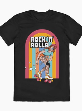 夏季新款ROCK N ROLLA摇滚乐 美式古着Bintage高街oversize短袖T