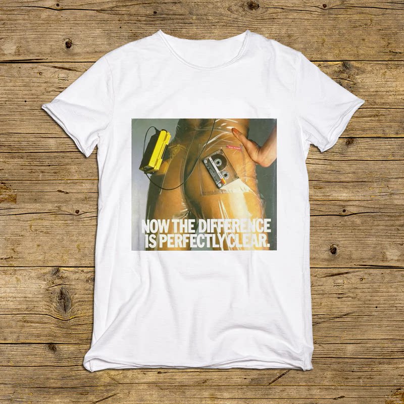 80年代迪斯科俱乐部音乐舞池录音机碟片CD图短袖男女纯棉直喷T恤