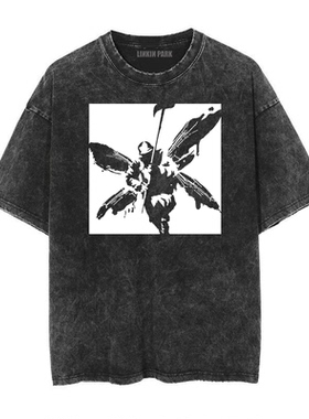 林肯公园Linkin摇滚乐队男宽松夏季款ins做旧水洗复古蜡染短袖T恤
