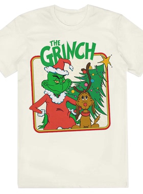 圣诞主题TheGrinch绿毛怪格林奇动画电影数码印花美式纯棉短袖T恤