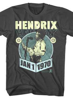 Jimi Hendrix摇滚电吉他大师美式复古纪念版短袖直喷印花T恤
