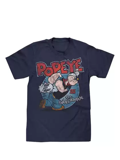 2024 New Popeye American Retro Casual Men's Digital Direct-Print Cotton Short-Sleeve T-Shirt