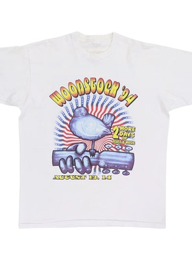 伍德斯托克94Woodstock 94美式复古音乐文艺休闲宽松直喷男女T恤