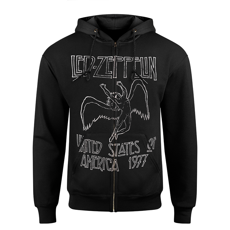 LEDZEPPELIN美式连帽拉链外套男