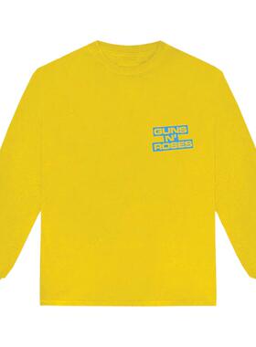 Guns N' Roses枪炮与玫瑰乐队枪花摇滚音乐黄色宽松直喷长袖T恤