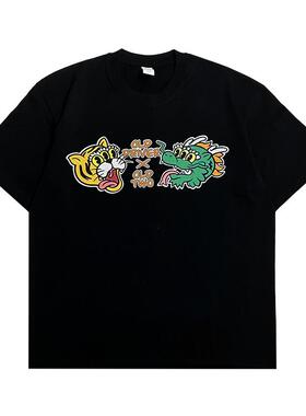 潮牌TAIWAN OLD DRIER台湾老司机休闲宽松vintage直喷印花短袖T恤