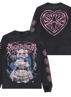 Bring Me the Horizon飞越地平线摇滚水洗复古做旧棉男士长袖T恤