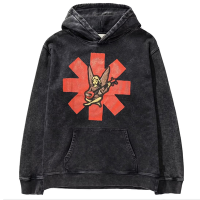 红辣椒乐队水洗复古连帽卫衣