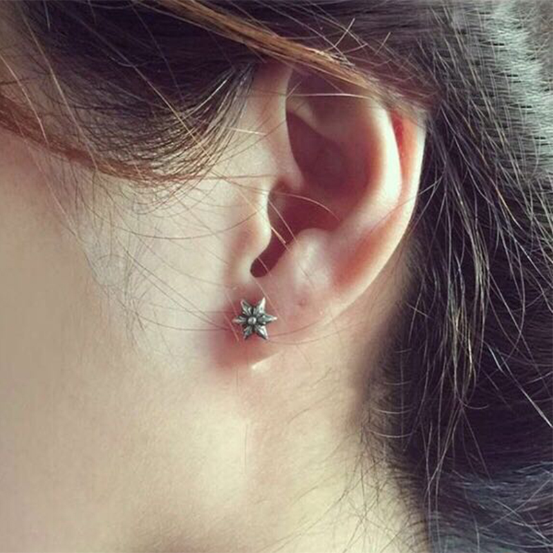 克罗潮925纯银实心耳钉男女款嘻哈网红同款耳环小众耳饰六芒耳坠