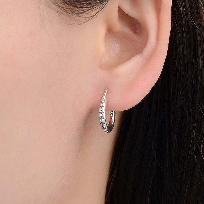 克罗潮牌925纯银十字架圆圈耳环心圆环耳扣耳饰耳坠耳圈男女耳钉,饰品/流行首饰/时尚饰品新,银饰耳饰,淘宝优惠券,粉丝福利购,淘宝优惠卷