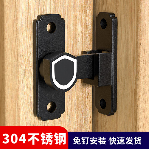 免打孔门扣90度谷仓门锁神器推拉门锁扣移门锁卡扣防盗门插销门栓