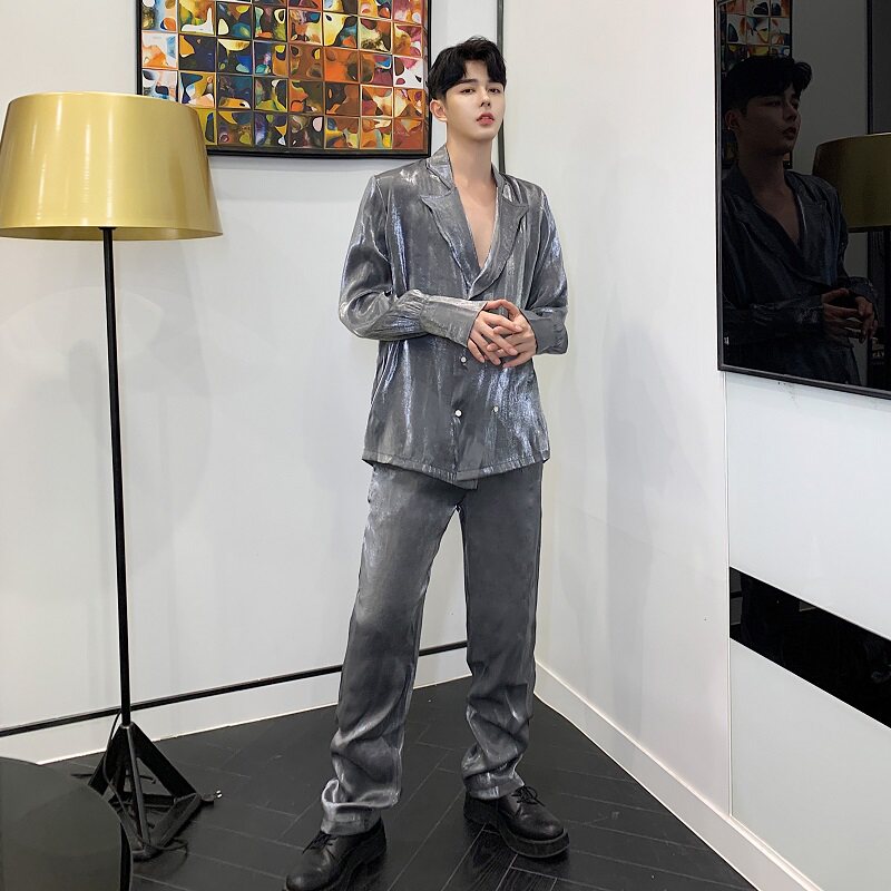 原创高端定制套装男西服领外套衬衣气质垂感阔腿裤A345-1120-P140,男装西服,电商A345