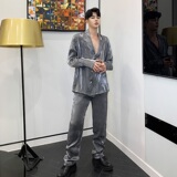 原创高端定制套装男西服领外套衬衣气质垂感阔腿裤A345-1120-P140，男装西服，电商A345