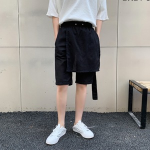 夏季新款飘带前盖布设计五分黑色短裤个性气质A345-1088-P55图片