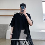 短袖t恤男夏季新款潮流半袖明辑线纯棉上衣宽松体恤A345-1803-P50，男装T恤，电商A345